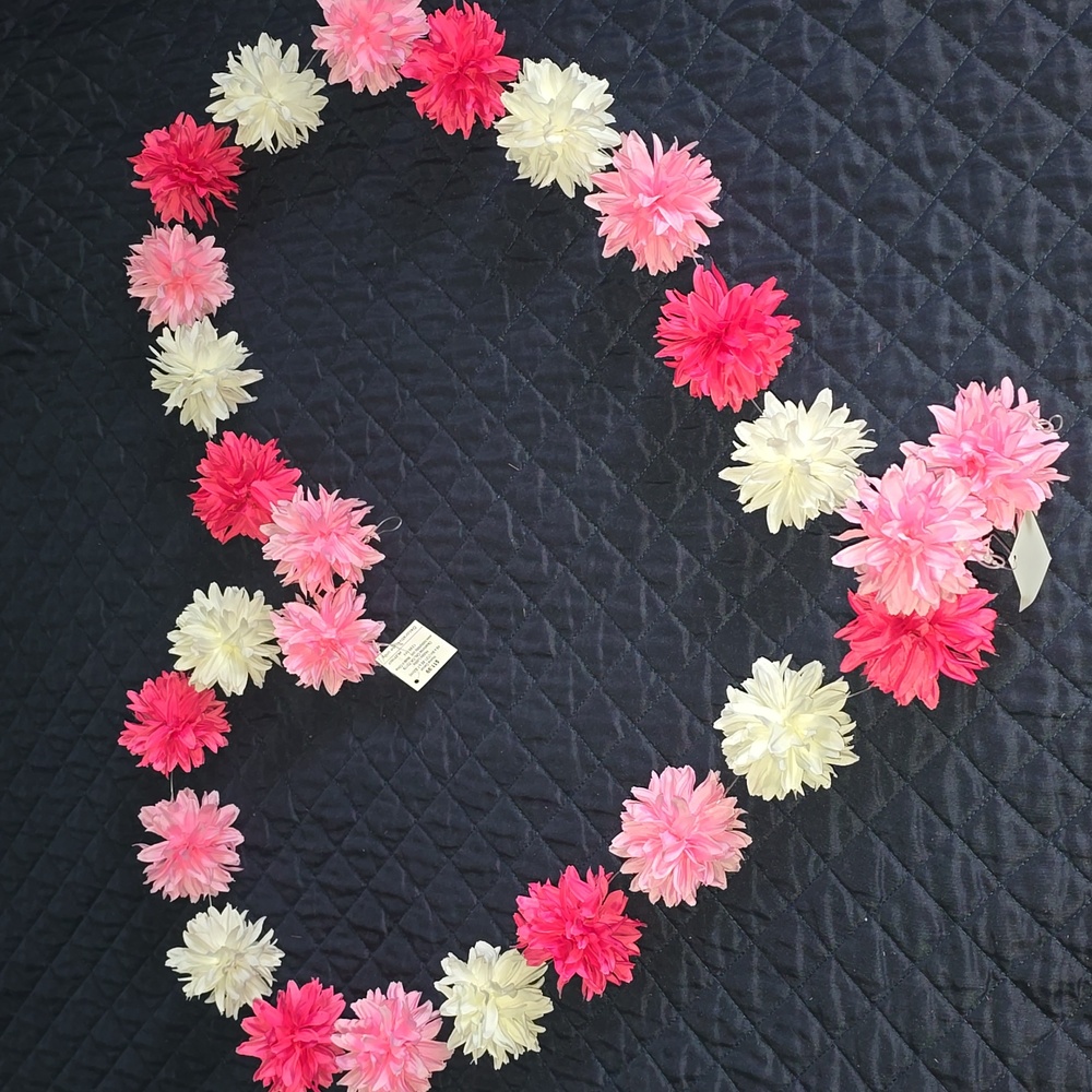 Hobby Lobby Faux Flower Pink and White Garland - Set of 2 - NWT